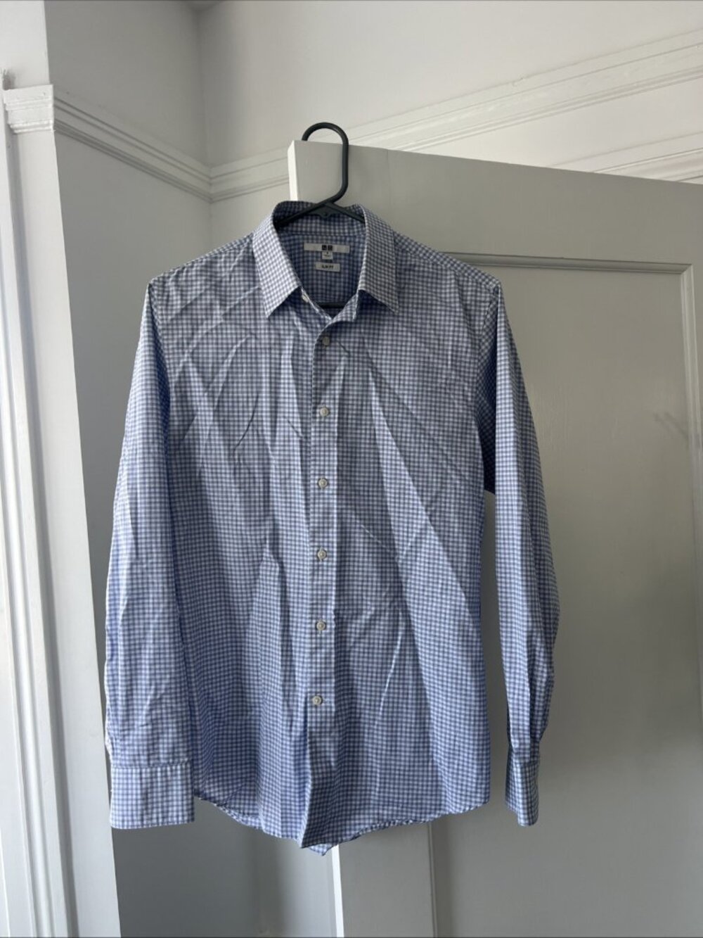 UNIQLO Mens Slim Fit Button Up Shirt, Longsleeve, Blue, Size S